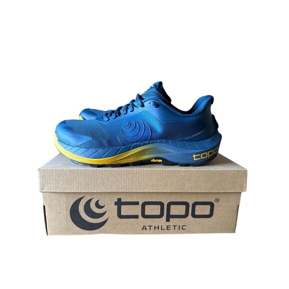 Topo Athletic M-MTN Racer 4 Navy Orange 10.5 Men’s Vibram Zipfoam Shoes - Picture 1 of 8